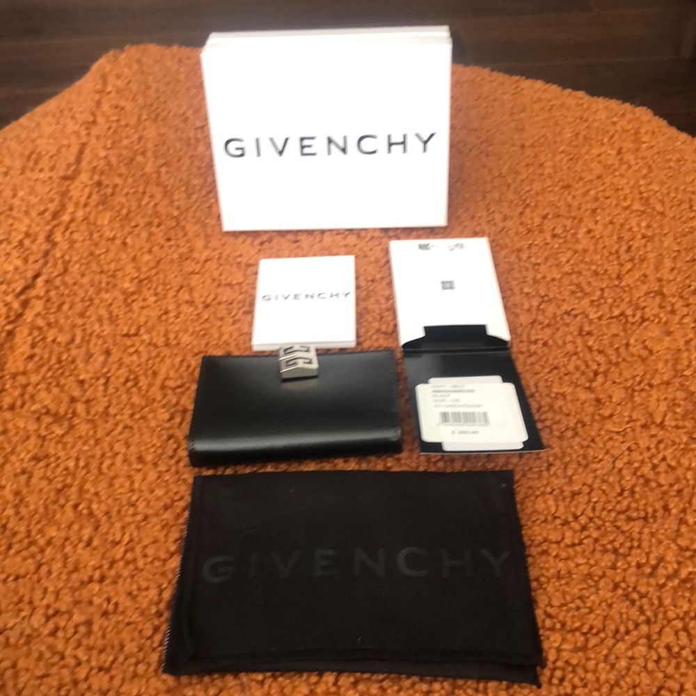 GIVENCHY Black w/ Silver Card Case - fold over style - NWT